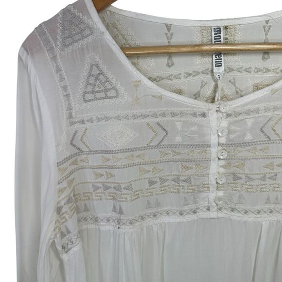 Monoreno Blouse Woman Size S Off White Crochet Monochromatic White Boho Top - Picture 5 of 10